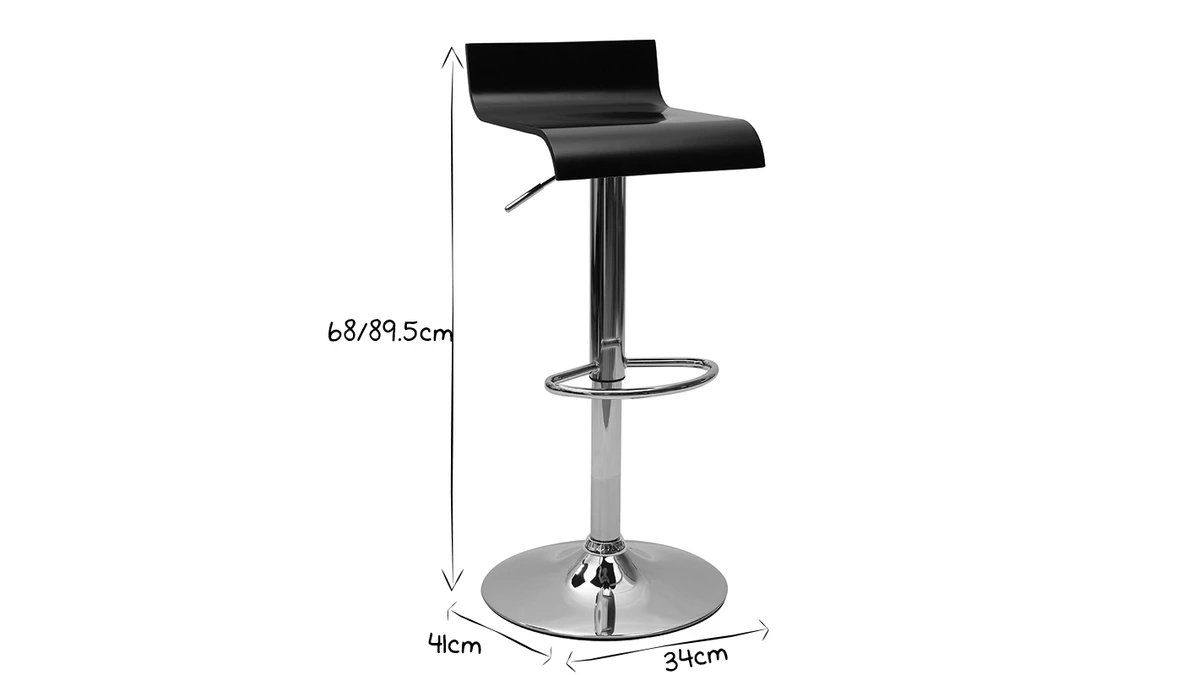 Tabouret De Bar Design Noir SURF 8 Tabouret De Bar Design Noir SURF – Image 6