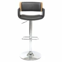 Tabouret De Bar Design Polyuréthane Noir Et Bois Clair RAY