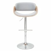 Boutique Miliboo 10 Tabouret De Bar Design Réglable En Tissu Gris Et Bois Clair BENT