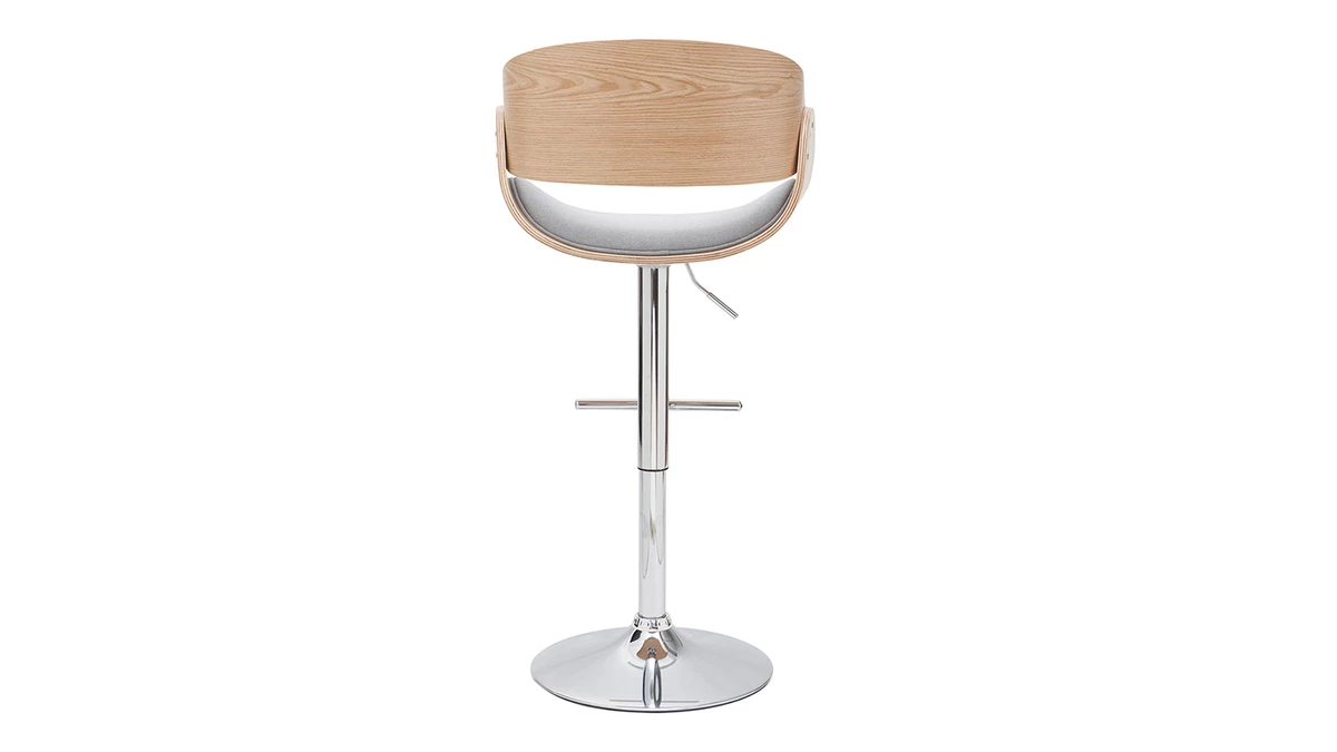 Tabouret De Bar Design Réglable En Tissu Gris Et Bois Clair BENT 6 Tabouret De Bar Design Réglable En Tissu Gris Et Bois Clair BENT – Image 4