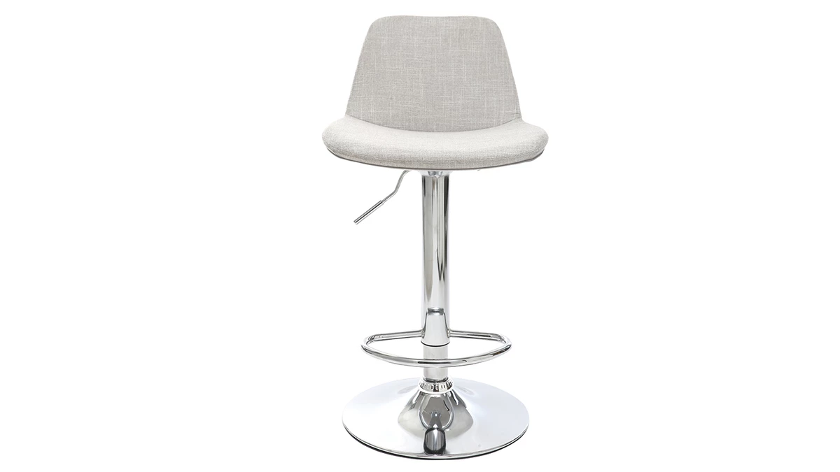 Tabouret De Bar Design Tissu Gris Clair Lot De 2 ZACK 4 Tabouret De Bar Design Tissu Gris Clair Lot De 2 ZACK – Image 2