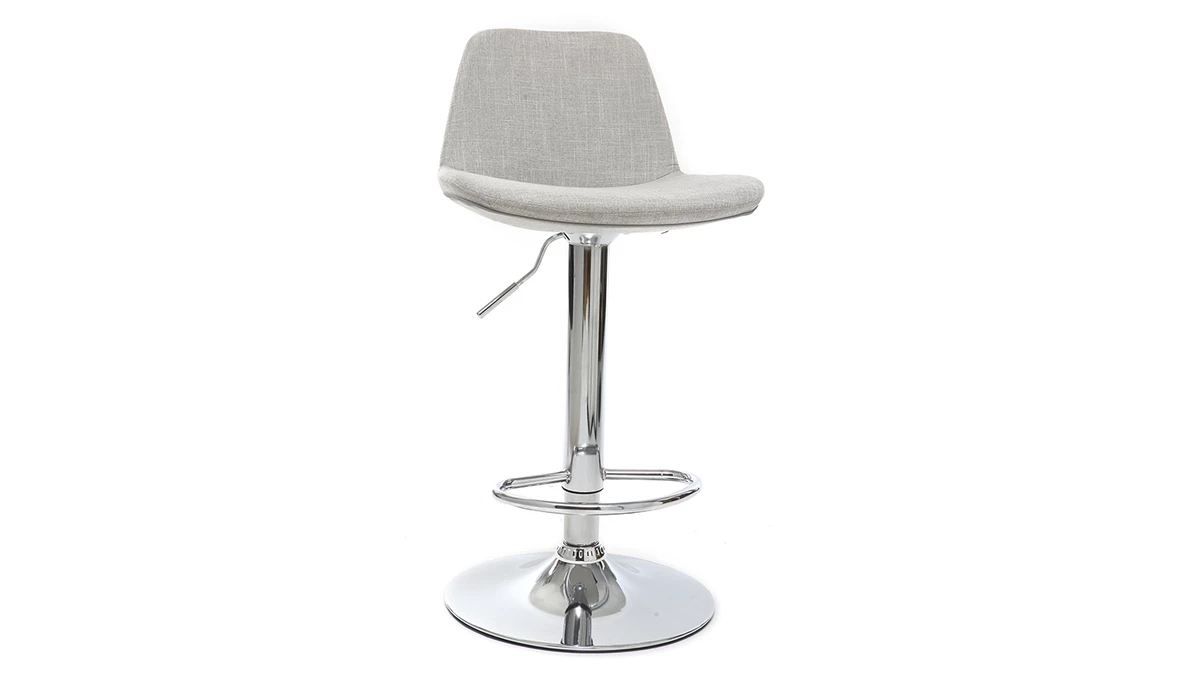 Tabouret De Bar Design Tissu Gris Clair Lot De 2 ZACK 5 Tabouret De Bar Design Tissu Gris Clair Lot De 2 ZACK – Image 3