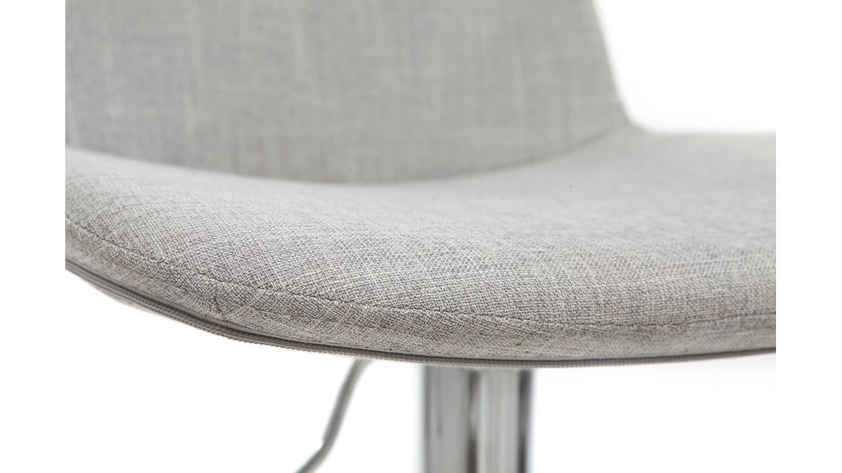 Tabouret De Bar Design Tissu Gris Clair Lot De 2 ZACK 7 Tabouret De Bar Design Tissu Gris Clair Lot De 2 ZACK – Image 5