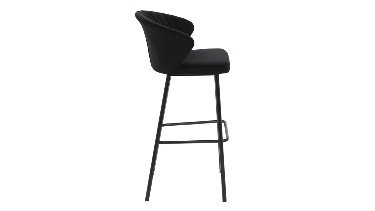 Tabouret De Bar Design Velours Noir H78 Cm DALLY - Miliboo & Stéphane Plaza 5 Tabouret De Bar Design Velours Noir H78 Cm DALLY - Miliboo & Stéphane Plaza – Image 3