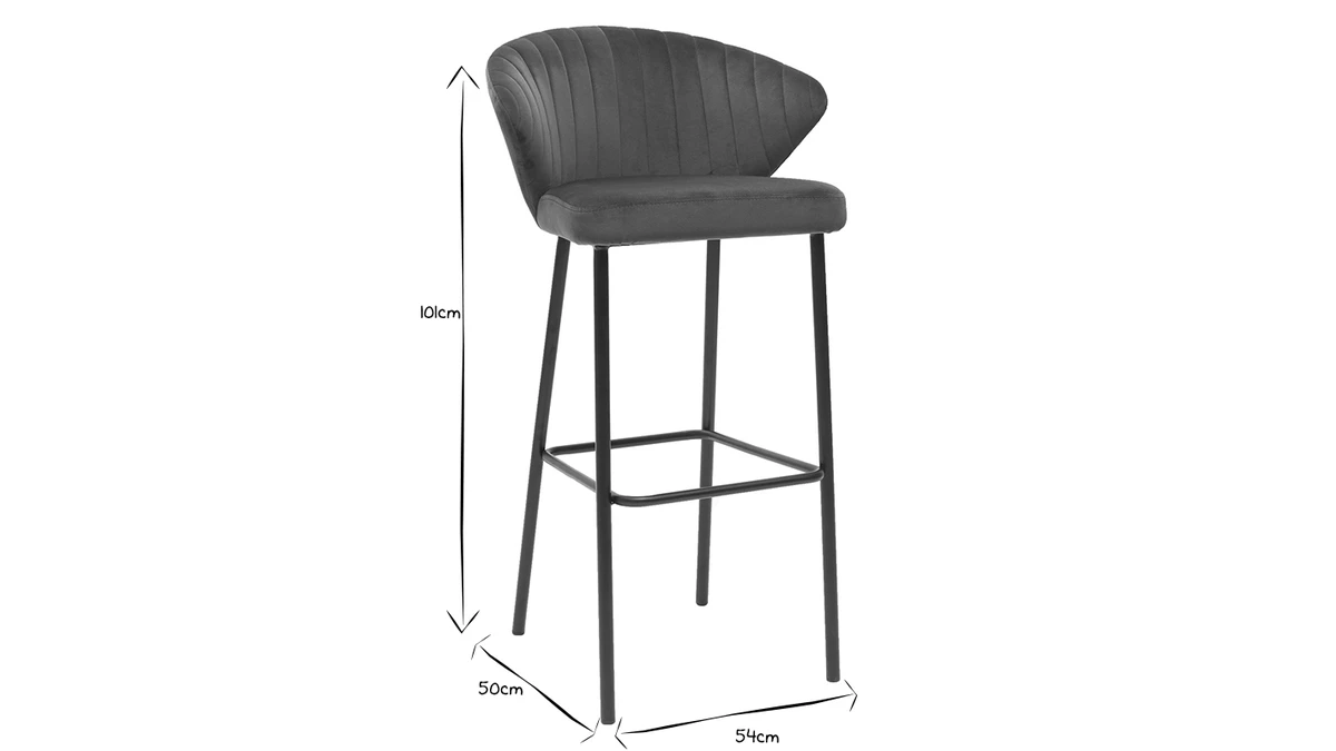 Tabouret De Bar Design Velours Noir H78 Cm DALLY - Miliboo & Stéphane Plaza 8 Tabouret De Bar Design Velours Noir H78 Cm DALLY - Miliboo & Stéphane Plaza – Image 6