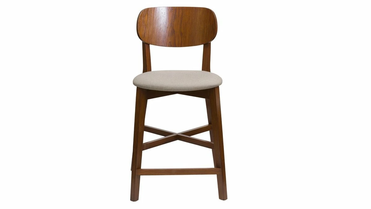 Tabouret De Bar Noyer Et Assise Marron Glacé H65 Cm LUCIA 3 Tabouret De Bar Noyer Et Assise Marron Glacé H65 Cm LUCIA