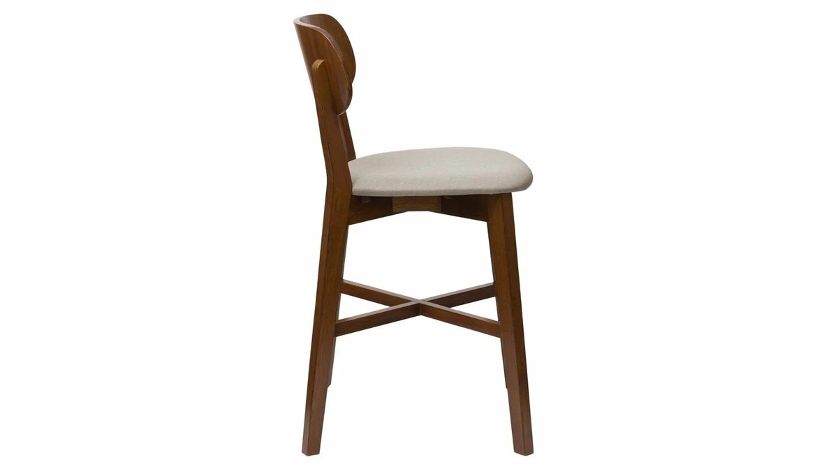 Tabouret De Bar Noyer Et Assise Marron Glacé H65 Cm LUCIA 5 Tabouret De Bar Noyer Et Assise Marron Glacé H65 Cm LUCIA – Image 3