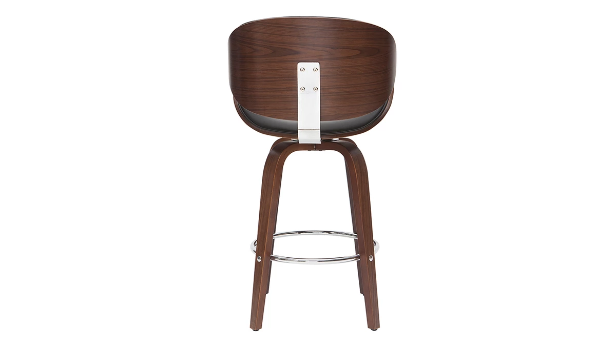 Tabouret De Bar Pivotant Noir Et Bois Foncé 65 Cm WALNUT 6 Tabouret De Bar Pivotant Noir Et Bois Foncé 65 Cm WALNUT – Image 4