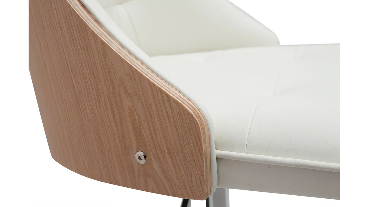 Tabouret De Bar Relevable Blanc Et Bois Clair FLUFFY 7 Tabouret De Bar Relevable Blanc Et Bois Clair FLUFFY – Image 5