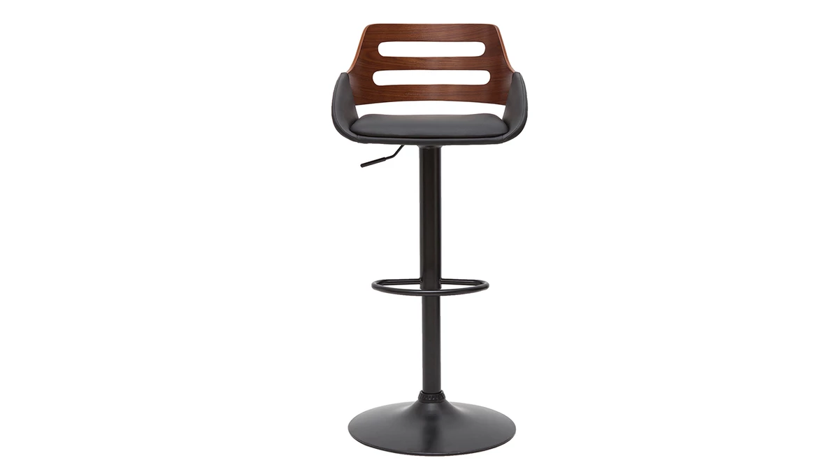 Tabouret De Bar Relevable Design Noir Et Noyer PERNIK 3 Tabouret De Bar Relevable Design Noir Et Noyer PERNIK