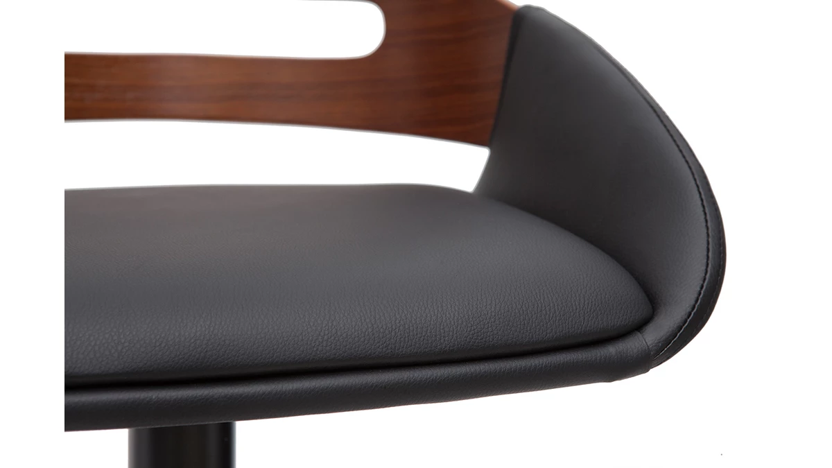 Tabouret De Bar Relevable Design Noir Et Noyer PERNIK 9 Tabouret De Bar Relevable Design Noir Et Noyer PERNIK – Image 7