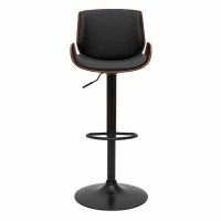 Tabouret De Bar Relevable Noir Et Bois Foncé VESPER