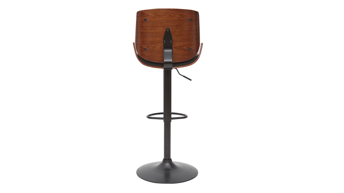 Tabouret De Bar Relevable Noir Et Bois Foncé VESPER 6 Tabouret De Bar Relevable Noir Et Bois Foncé VESPER – Image 4