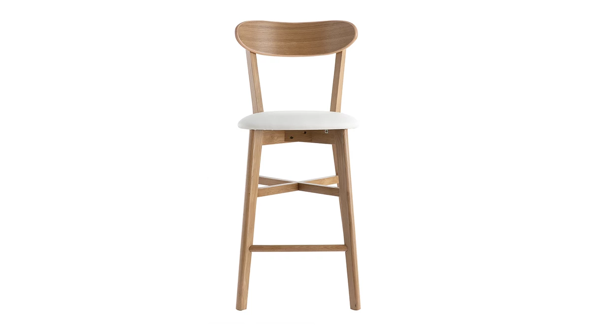 Tabouret De Bar Vintage Bois Clair Et Blanc H65 Cm DOVE 3 Tabouret De Bar Vintage Bois Clair Et Blanc H65 Cm DOVE