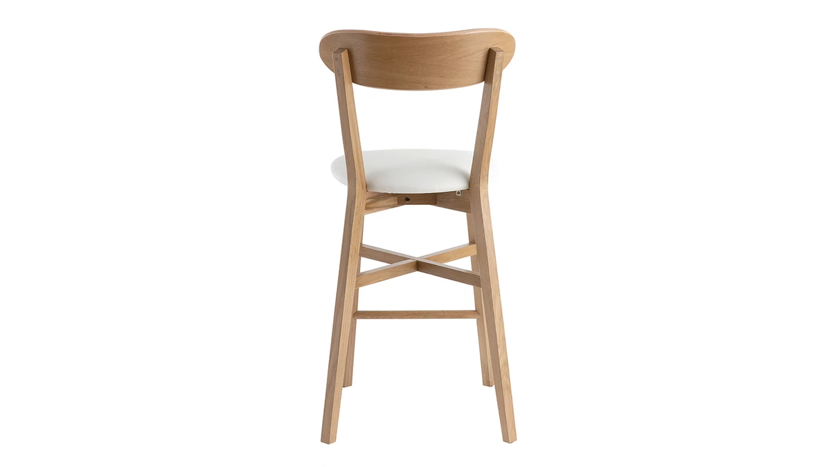 Tabouret De Bar Vintage Bois Clair Et Blanc H65 Cm DOVE 6 Tabouret De Bar Vintage Bois Clair Et Blanc H65 Cm DOVE – Image 4
