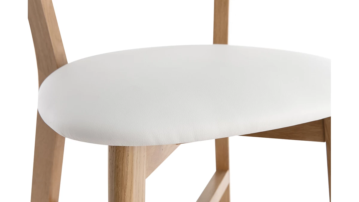 Tabouret De Bar Vintage Bois Clair Et Blanc H65 Cm DOVE 7 Tabouret De Bar Vintage Bois Clair Et Blanc H65 Cm DOVE – Image 5