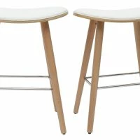 Tabourets De Bar Bois Clair Et Blanc H65 Cm (lot De 2) MEADOW