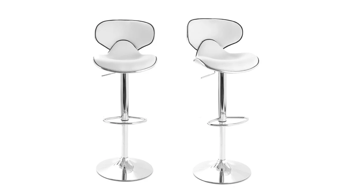 Tabourets De Bar Design Blancs (lot De 2) PEGASE 3 Tabourets De Bar Design Blancs (lot De 2) PEGASE