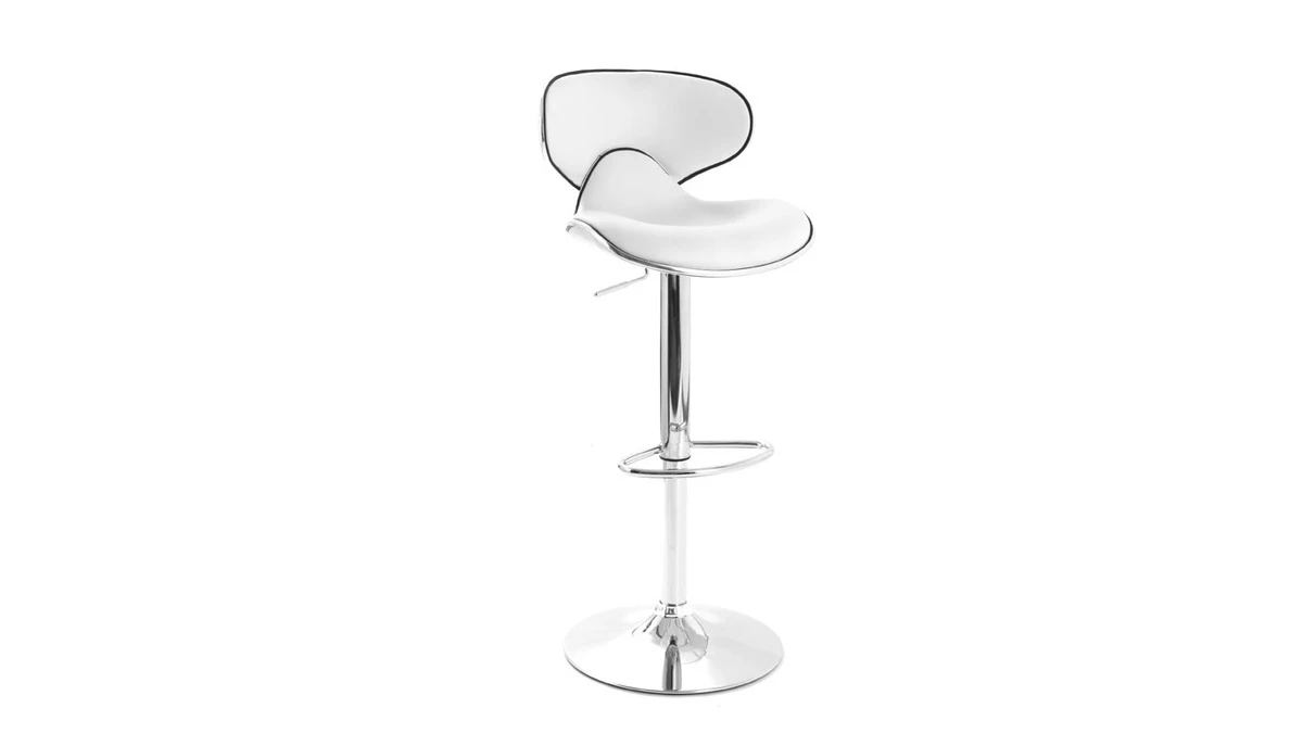 Tabourets De Bar Design Blancs (lot De 2) PEGASE 5 Tabourets De Bar Design Blancs (lot De 2) PEGASE – Image 3