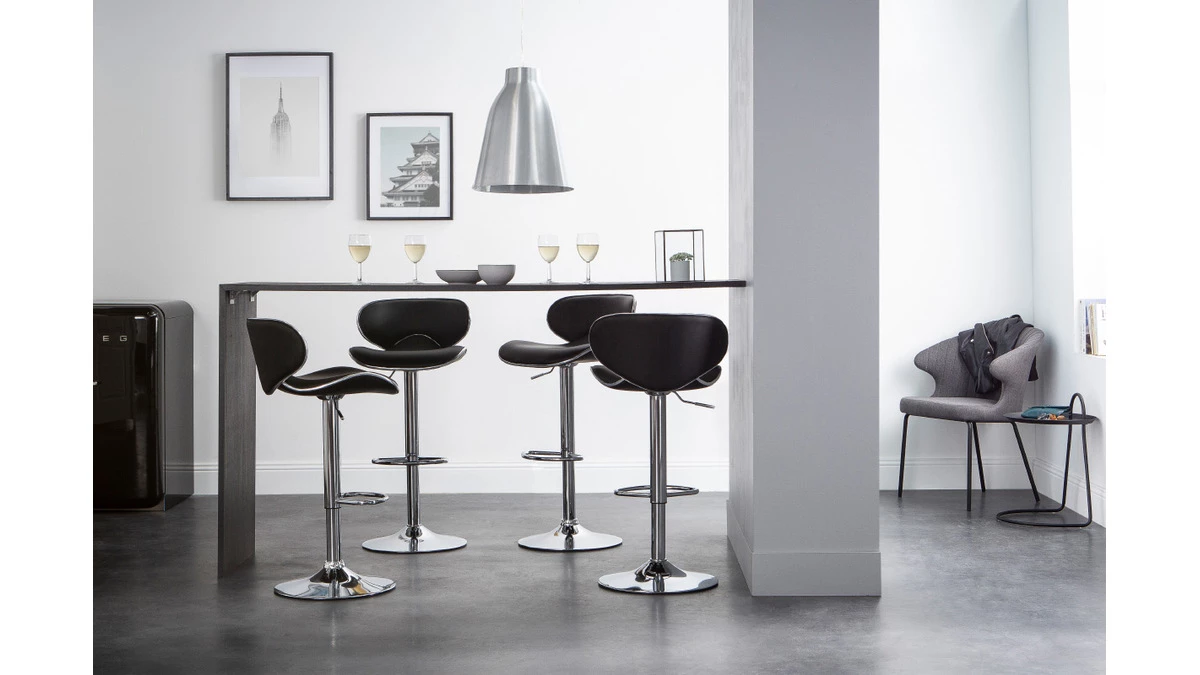 Tabourets De Bar Design Blancs (lot De 2) PEGASE 8 Tabourets De Bar Design Blancs (lot De 2) PEGASE – Image 6