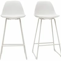 Tabourets De Bar Design Blancs Pieds Métal 65 Cm (lot De 2) FRANZ