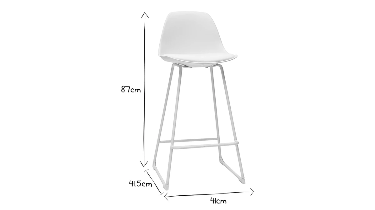 Tabourets De Bar Design Blancs Pieds Métal 65 Cm (lot De 2) FRANZ 11 Tabourets De Bar Design Blancs Pieds Métal 65 Cm (lot De 2) FRANZ – Image 9