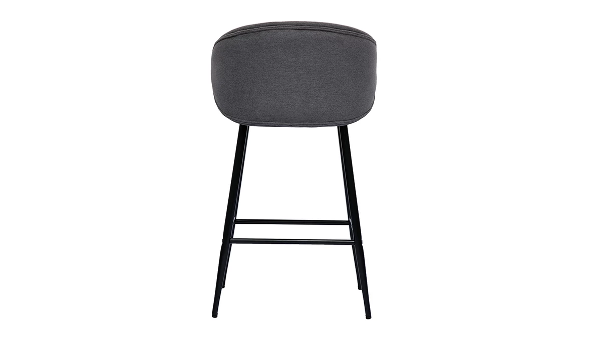 Tabourets De Bar Design En Tissu Effet Velours Gris Et Métal Noir (lot De 2) ROSALIE 7 Tabourets De Bar Design En Tissu Effet Velours Gris Et Métal Noir (lot De 2) ROSALIE – Image 5
