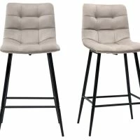 Tabourets De Bar Design En Velours Taupe H65 Cm (lot De 2) MAXWELL