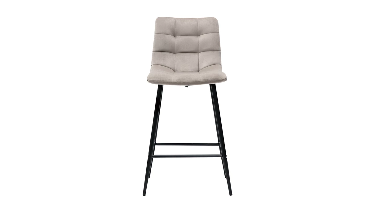 Tabourets De Bar Design En Velours Taupe H65 Cm (lot De 2) MAXWELL 4 Tabourets De Bar Design En Velours Taupe H65 Cm (lot De 2) MAXWELL – Image 2