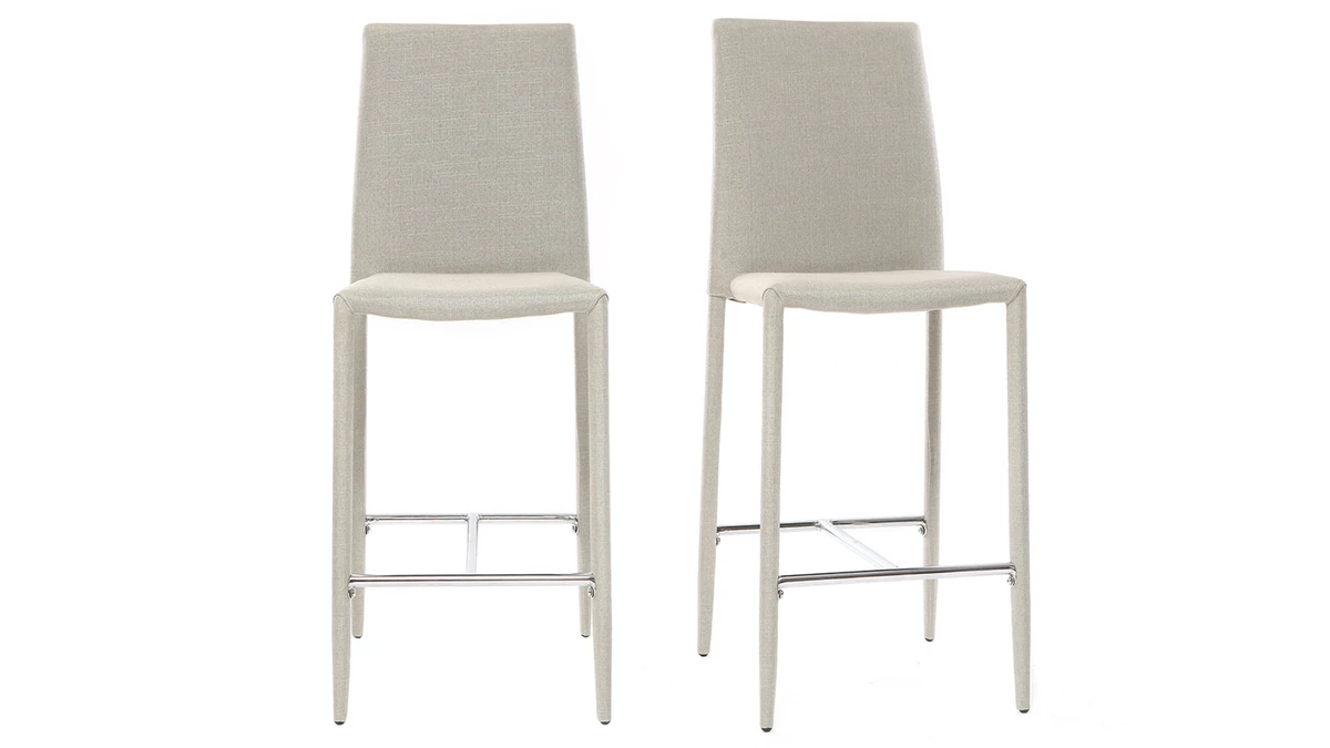 Tabourets De Bar Design Gris Clair (lot De 2) TALOS 3 Tabourets De Bar Design Gris Clair (lot De 2) TALOS