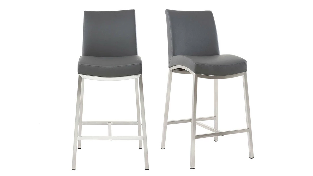 Tabourets De Bar Design Gris Foncé H70 Cm (lot De 2) OLLY 3 Tabourets De Bar Design Gris Foncé H70 Cm (lot De 2) OLLY