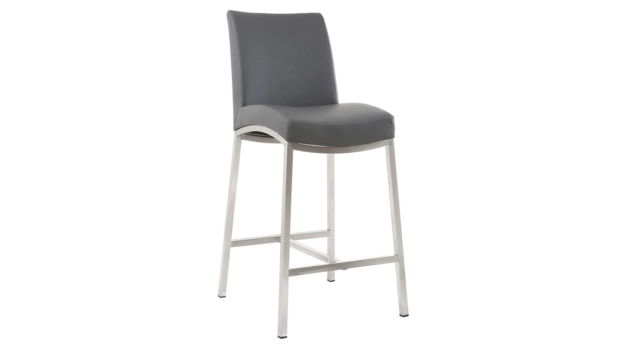 Tabourets De Bar Design Gris Foncé H70 Cm (lot De 2) OLLY 5 Tabourets De Bar Design Gris Foncé H70 Cm (lot De 2) OLLY – Image 3