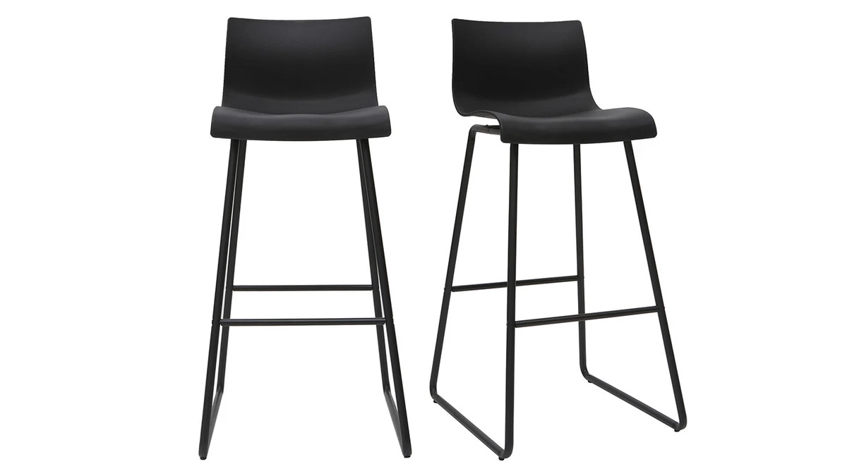Tabourets De Bar Design Noir 76 Cm (lot De 2) ONA 3 Tabourets De Bar Design Noir 76 Cm (lot De 2) ONA