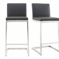 Tabourets De Bar Design Noirs Avec Pieds Métal (lot De 2) STELLAR