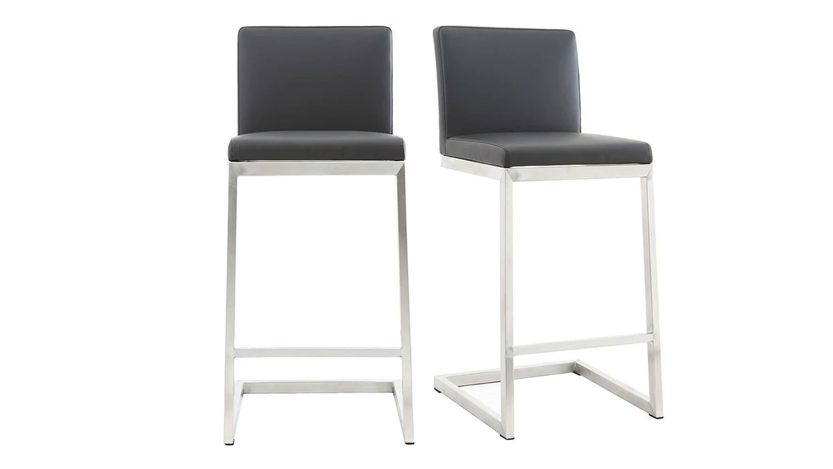 Tabourets De Bar Design Noirs Avec Pieds Métal (lot De 2) STELLAR 3 Tabourets De Bar Design Noirs Avec Pieds Métal (lot De 2) STELLAR