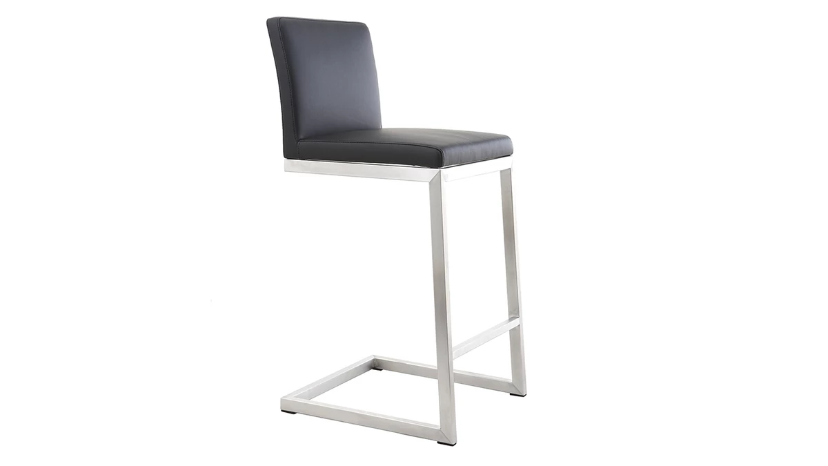 Tabourets De Bar Design Noirs Avec Pieds Métal (lot De 2) STELLAR 6 Tabourets De Bar Design Noirs Avec Pieds Métal (lot De 2) STELLAR – Image 4