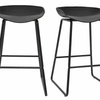 Tabourets De Bar Design Noirs H65 Cm (lot De 2) PEBBLE