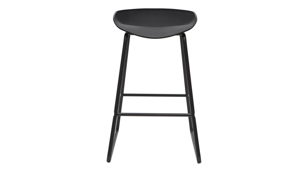 Tabourets De Bar Design Noirs H65 Cm (lot De 2) PEBBLE 4 Tabourets De Bar Design Noirs H65 Cm (lot De 2) PEBBLE – Image 2