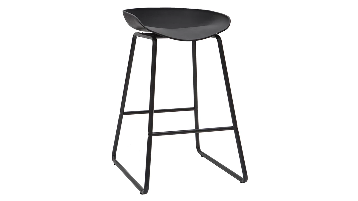 Tabourets De Bar Design Noirs H65 Cm (lot De 2) PEBBLE 5 Tabourets De Bar Design Noirs H65 Cm (lot De 2) PEBBLE – Image 3