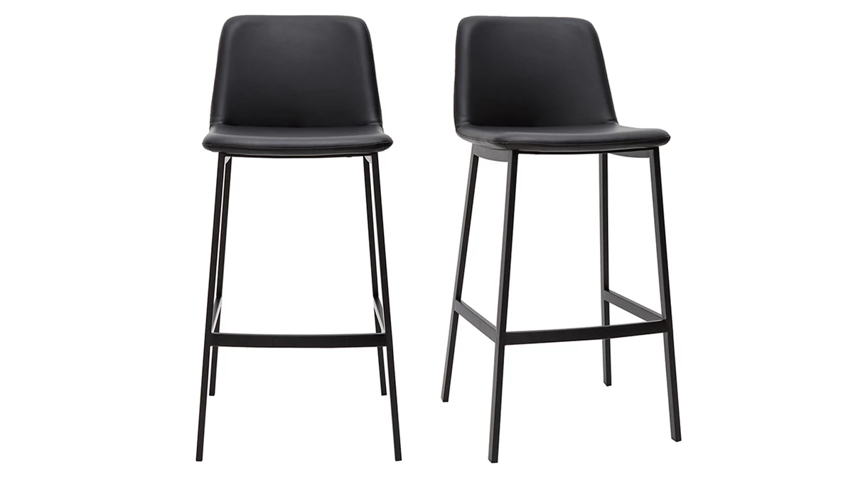 Tabourets De Bar Design Noirs H75 Cm (lot De 2) ARSENE 3 Tabourets De Bar Design Noirs H75 Cm (lot De 2) ARSENE