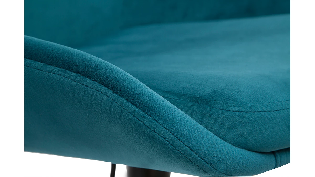 Tabourets De Bar Design Réglables Velours Bleu Pétrole (lot De 2) HOLO 7 Tabourets De Bar Design Réglables Velours Bleu Pétrole (lot De 2) HOLO – Image 5