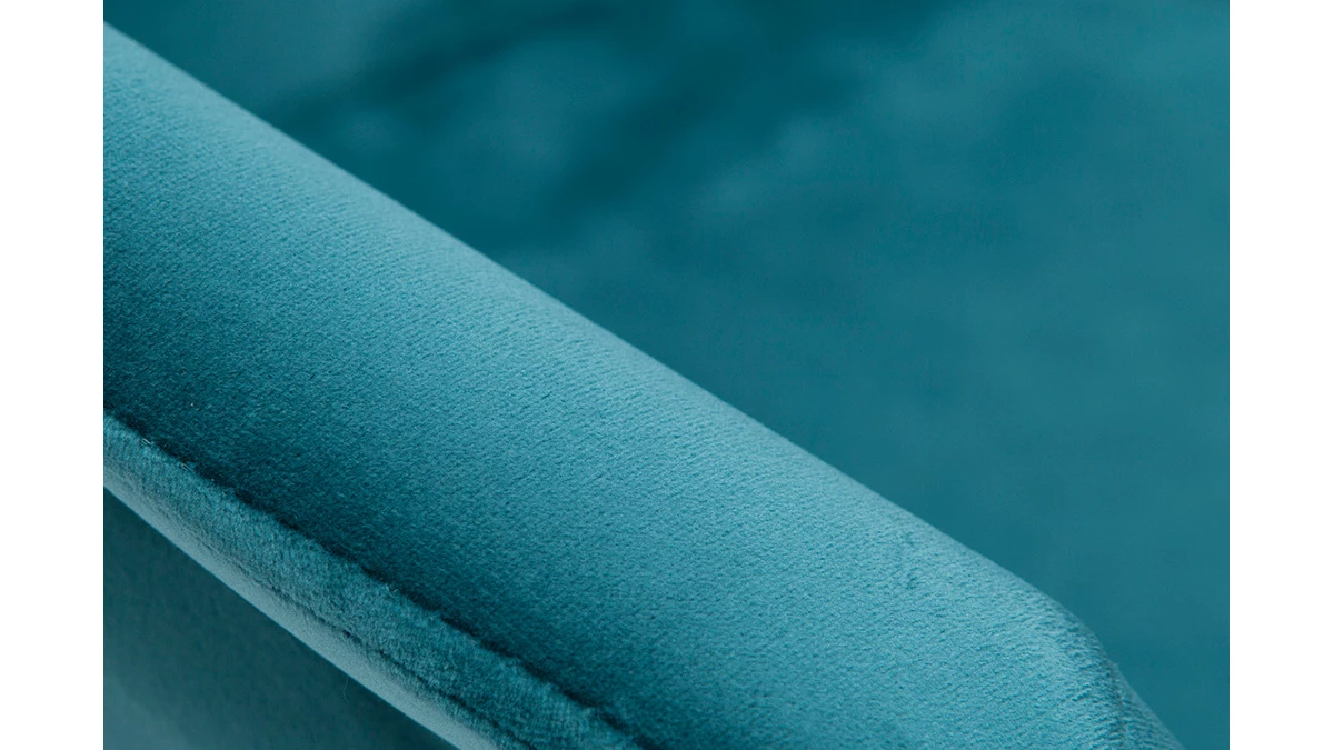 Tabourets De Bar Design Réglables Velours Bleu Pétrole (lot De 2) TAYA 8 Tabourets De Bar Design Réglables Velours Bleu Pétrole (lot De 2) TAYA – Image 6