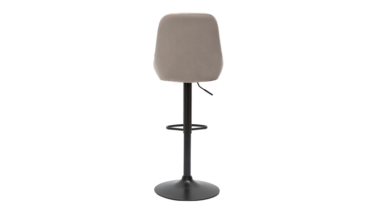 Tabourets De Bar Design Réglables Velours Taupe (lot De 2) HOLO 7 Tabourets De Bar Design Réglables Velours Taupe (lot De 2) HOLO – Image 5