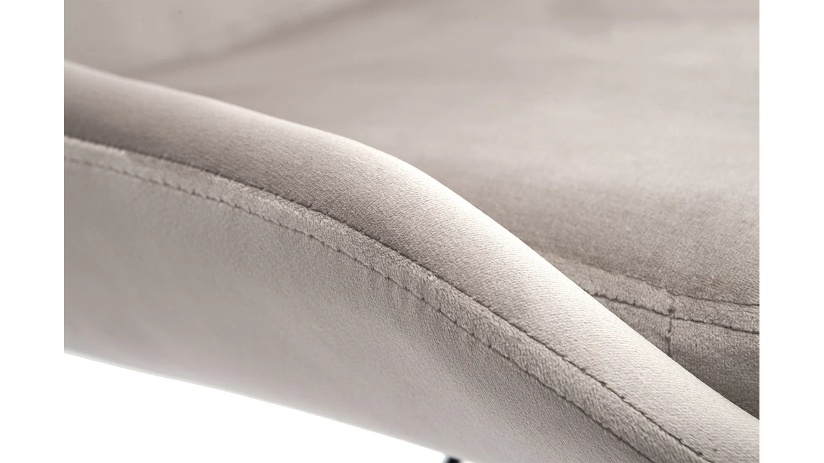 Tabourets De Bar Design Réglables Velours Taupe (lot De 2) HOLO 8 Tabourets De Bar Design Réglables Velours Taupe (lot De 2) HOLO – Image 6