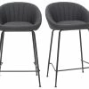 Tabourets De Bar Design Tissu Gris Foncé 65 Cm (lot De 2) SHERU