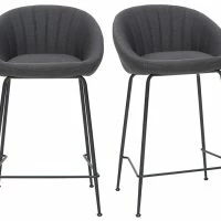 Tabourets De Bar Design Tissu Gris Foncé 65 Cm (lot De 2) SHERU