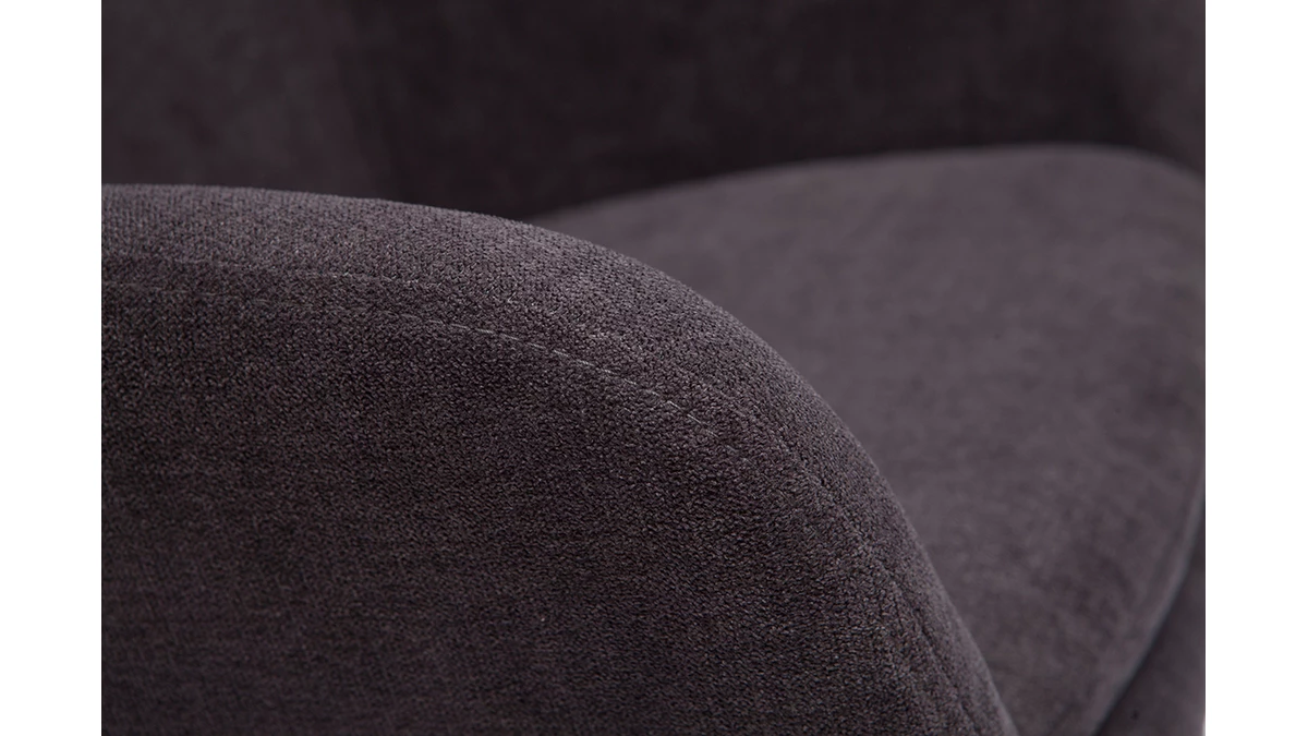 Tabourets De Bar Effet Velours Gris Foncé H65 Cm (lot De 2) AMIKA 8 Tabourets De Bar Effet Velours Gris Foncé H65 Cm (lot De 2) AMIKA – Image 6