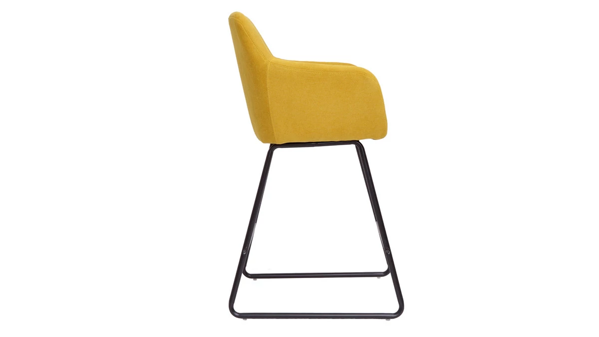 Tabourets De Bar En Tissu Effet Velours Jaune Moutarde H65 Cm (lot De 2) AMIKA 6 Tabourets De Bar En Tissu Effet Velours Jaune Moutarde H65 Cm (lot De 2) AMIKA – Image 4