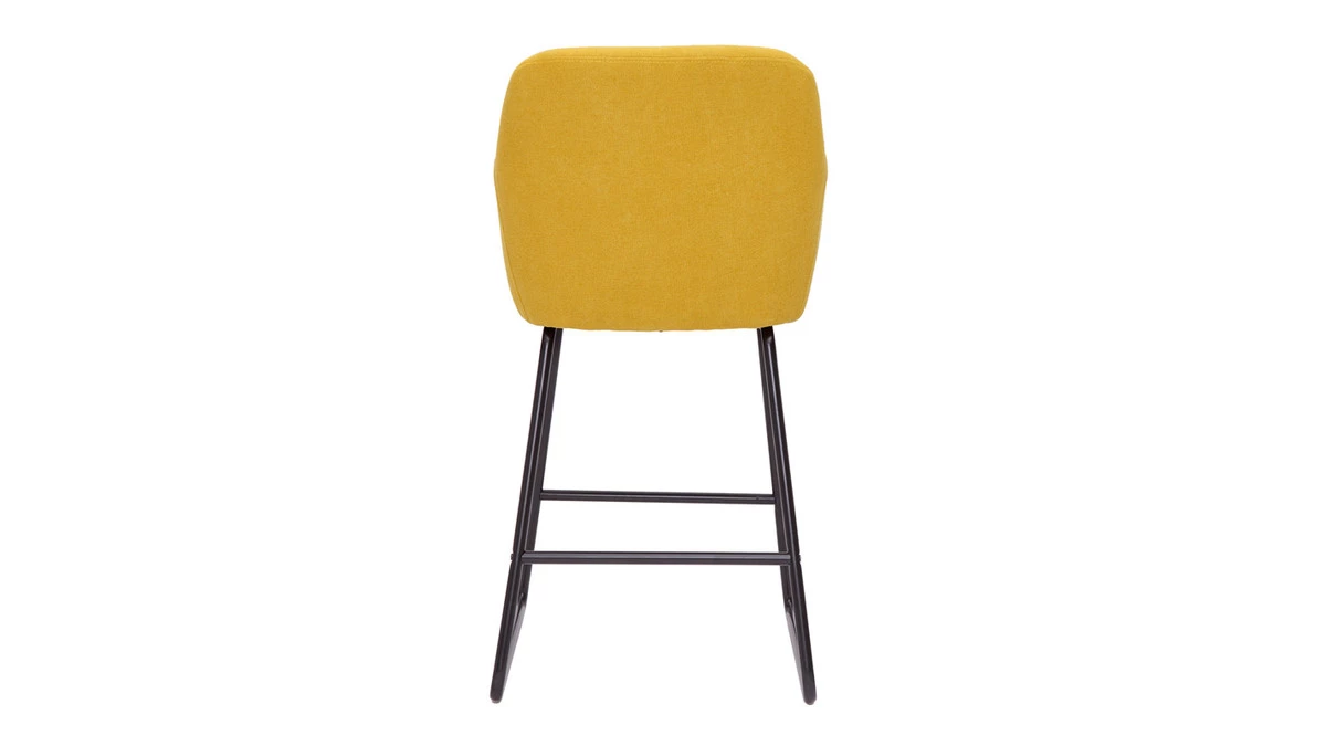 Tabourets De Bar En Tissu Effet Velours Jaune Moutarde H65 Cm (lot De 2) AMIKA 7 Tabourets De Bar En Tissu Effet Velours Jaune Moutarde H65 Cm (lot De 2) AMIKA – Image 5