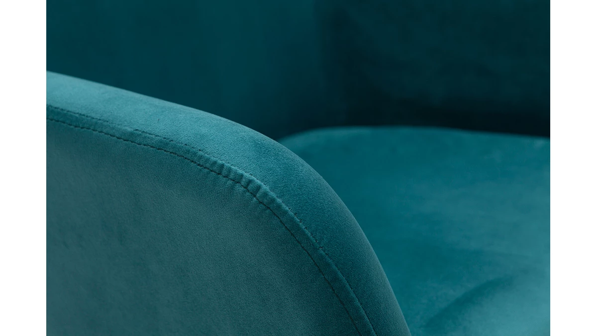 Tabourets De Bar En Velours Bleu Pétrole H65 Cm (lot De 2) AMIKA 8 Tabourets De Bar En Velours Bleu Pétrole H65 Cm (lot De 2) AMIKA – Image 6